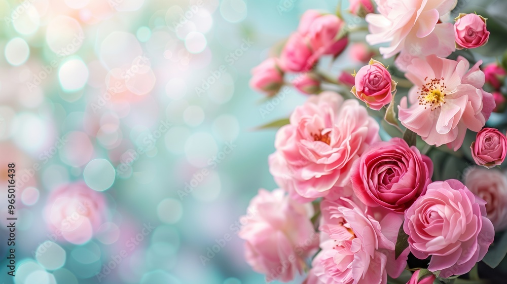 Beautiful Pink Roses with Gentle Bokeh Background - Romantic & Spring Illustration Beautiful Pink Roses with Gentle Bokeh Background - Romantic & Spring Illustration