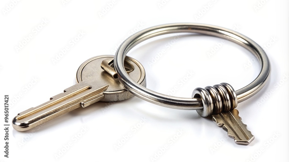 Key holder elastic ring in iron isolated on a white background viewed from a bird s eye perspective, white background, elastic ring, iron, key holder Key holder elastic ring in iron isolated on a white background viewed from a bird s eye perspective, white background, elastic ring, iron, key holder