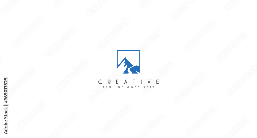 Mountain silhouette - vector icon. Rocky peaks. Mountains ranges.