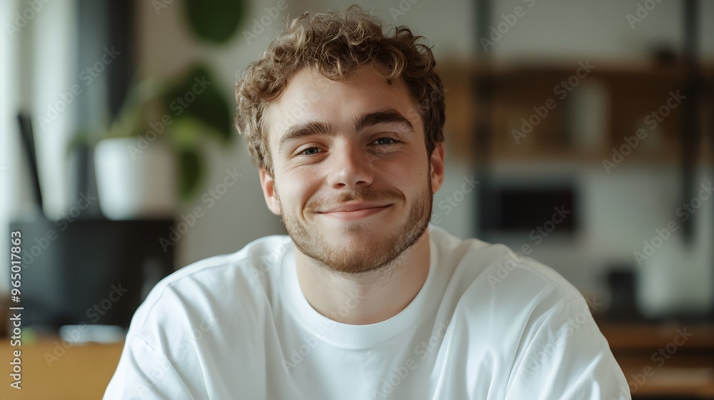Obraz premium Smiling Personal Trainer on Zoom Call