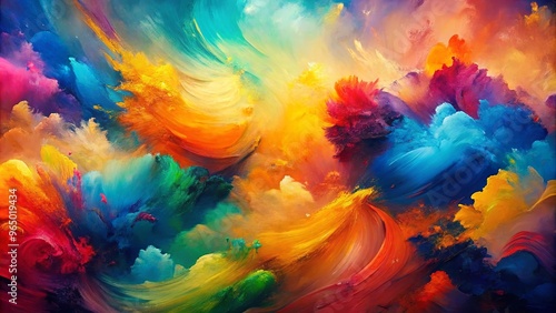 Abstract oil painting background with intricate brush strokes and vibrant colors in a unique artistic style