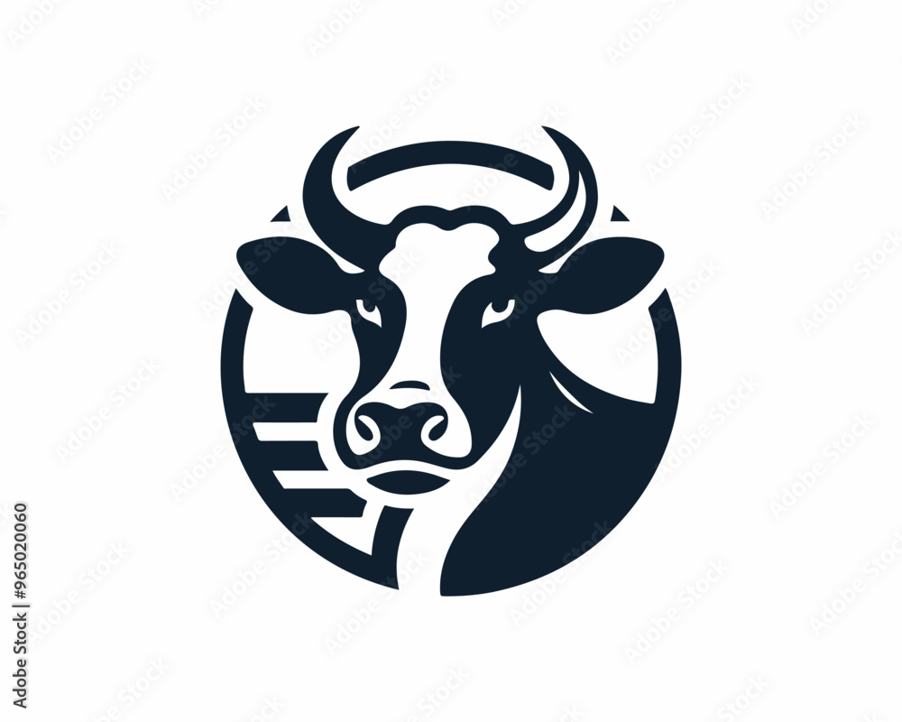 Fototapeta premium Cow logo vector. Animal farm. Cow icon vector illustration. Cow graphic silhouette black and white.