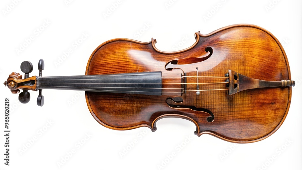 Fototapeta premium panoramic, rich texture, wooden, white background, isolated, Antique wooden violin with a rich texture and detailed craftsmanship isolated on a white background panoramic