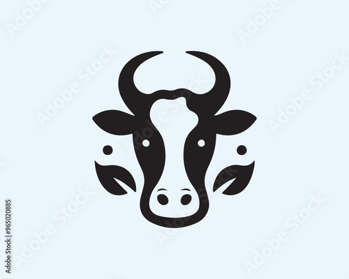 Cow logo vector. Animal farm. Cow icon vector illustration. Cow graphic silhouette black and white.