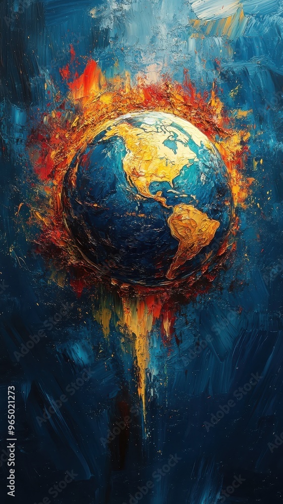 Fototapeta premium Abstract Expressionism Style world with dynamic brushstrokes and vivid contrasts.