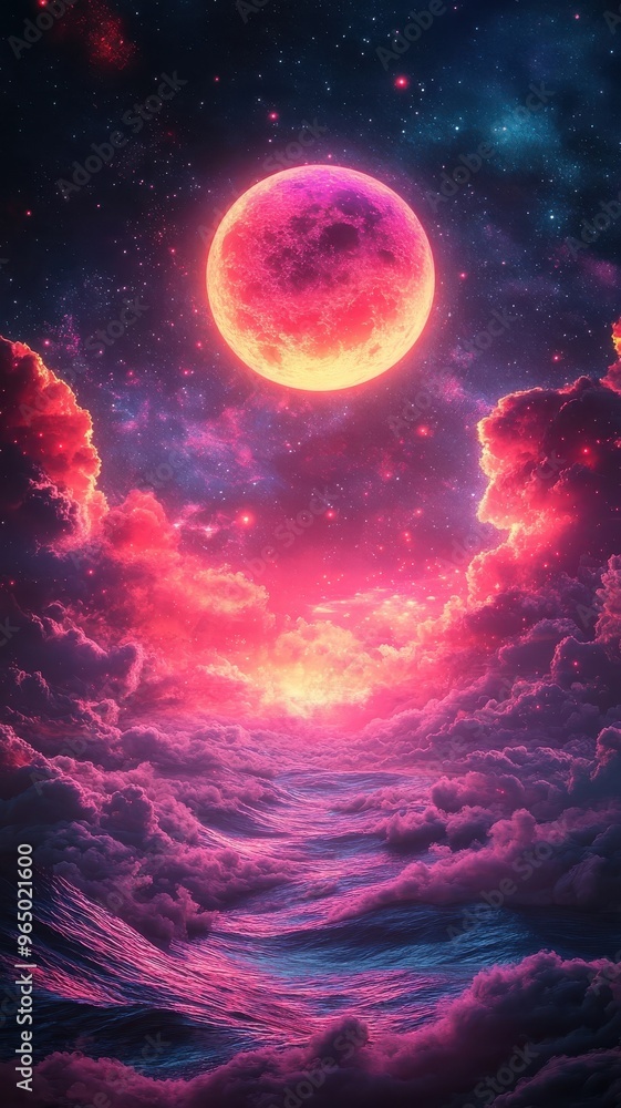 Space scene in synthwave style with neon colors, retro cosmic elements, and vibrant energy. Space scene in synthwave style with neon colors, retro cosmic elements, and vibrant energy.