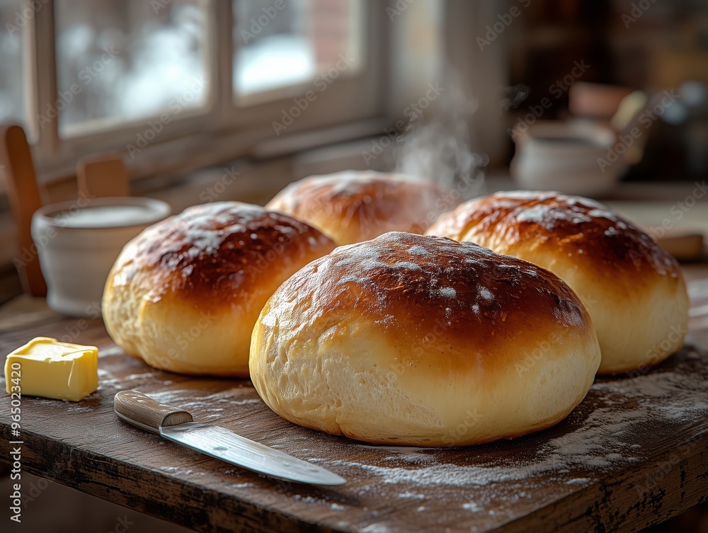 Golden brown fluffy buns Golden brown fluffy buns
