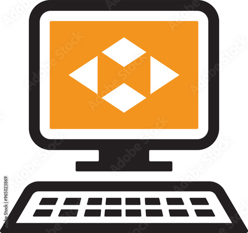 Laptop computer desktop icon. Line, glyph and filled outline colorful version, Monitor Display Screen outline and filled vector sign. Symbol, logo illustration. Technology icons set.
