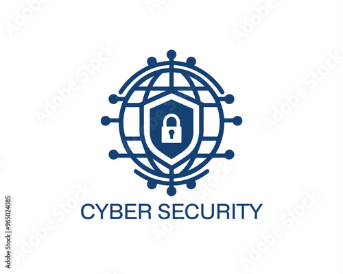 Cyber security logo icon symbol vector illustration. Modern cyber security logo