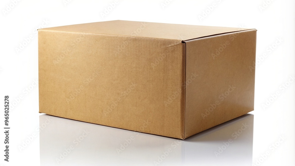 Cardboard box isolated on a white background with a reflection effect, background, isolated, reflection, white Cardboard box isolated on a white background with a reflection effect, background, isolated, reflection, white