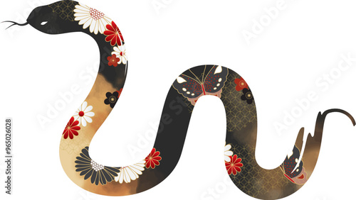和柄の蛇のイラストベクターデータ