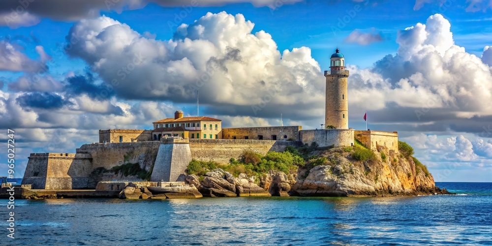 castle, low angle, architecture, Havana, Cuba, landmark, historical, tourism, Lighthouse of El Morro castle in Havana bay seen from a low angle with a beautiful blue sky and clouds castle, low angle, architecture, Havana, Cuba, landmark, historical, tourism, Lighthouse of El Morro castle in Havana bay seen from a low angle with a beautiful blue sky and clouds