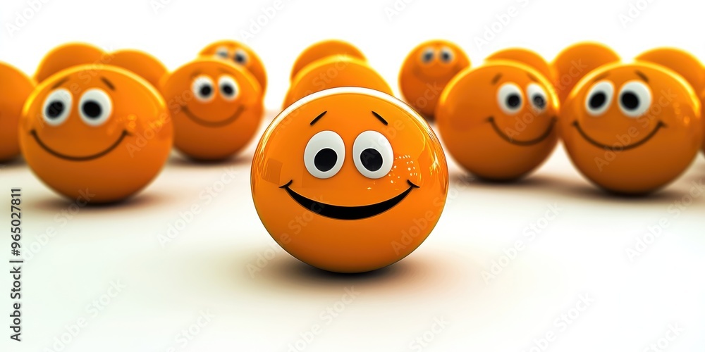 A cheerful gathering of orange smiley faces radiating happiness and positivity in a bright and vibrant setting, showcasing playful expressions and lively energy A cheerful gathering of orange smiley faces radiating happiness and positivity in a bright and vibrant setting, showcasing playful expressions and lively energy