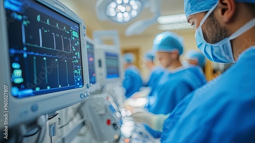 Advanced endoscopy camera, being used during a procedure, close-up on screen and probe