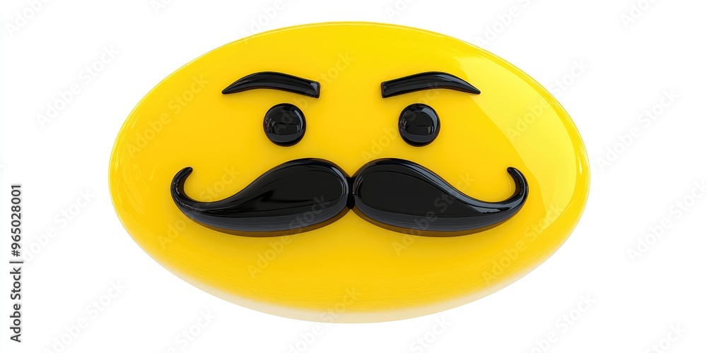 A cheerful yellow figure emoji with a bold black mustache and expressive eyebrows captivates the viewer with its playful demeanor A cheerful yellow figure emoji with a bold black mustache and expressive eyebrows captivates the viewer with its playful demeanor