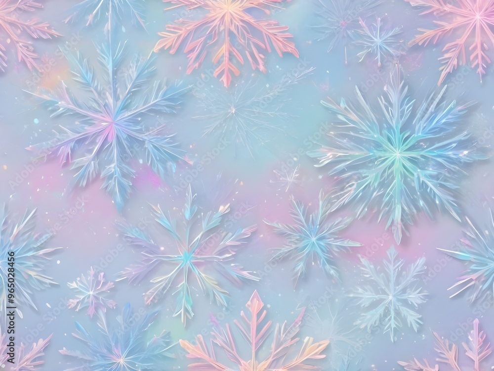 abstract pastel Winter pattern of holographic bright snowflakes abstract pastel Winter pattern of holographic bright snowflakes