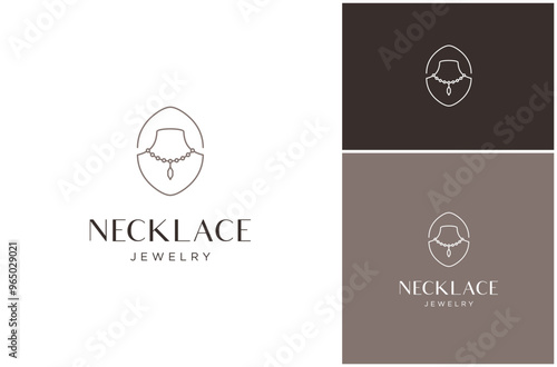 Necklace Jewelry Luxury Fashion Accessories Line Art Minimalist Vector Logo Design Illustration