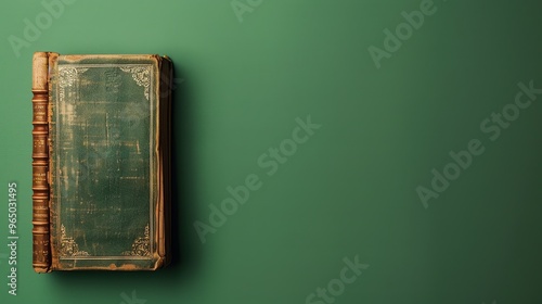 A vintage book on a green background. photo