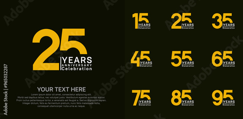 anniversary logotype style with yellow color can be use for company celebration event