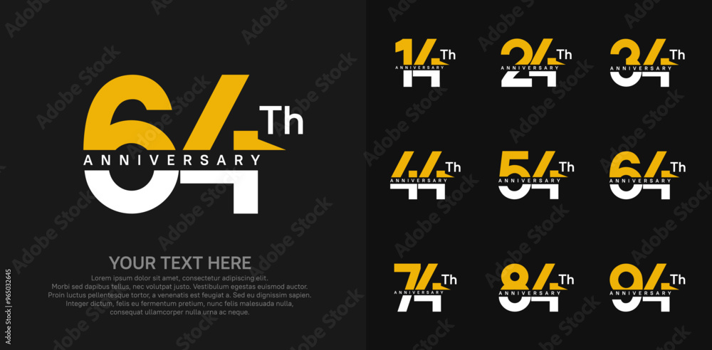 anniversary set logo style with yellow and white color for company celebration moment anniversary set logo style with yellow and white color for company celebration moment