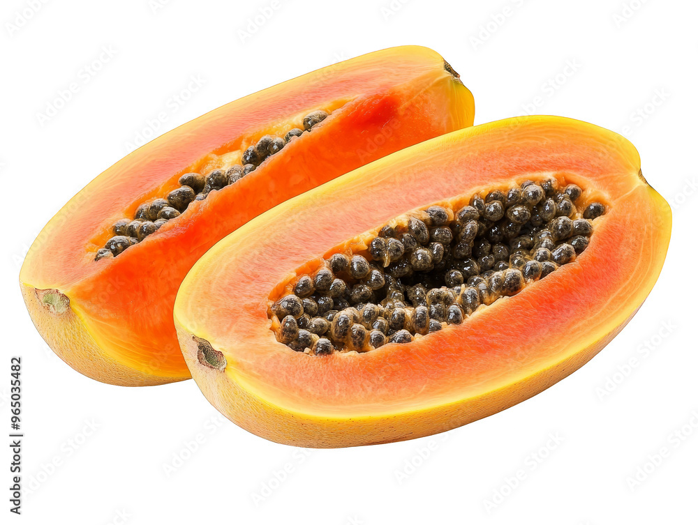 Fresh Papaya Fruit Sliced Open Tropical Fruit Closeup Fresh Papaya Fruit Sliced Open Tropical Fruit Closeup