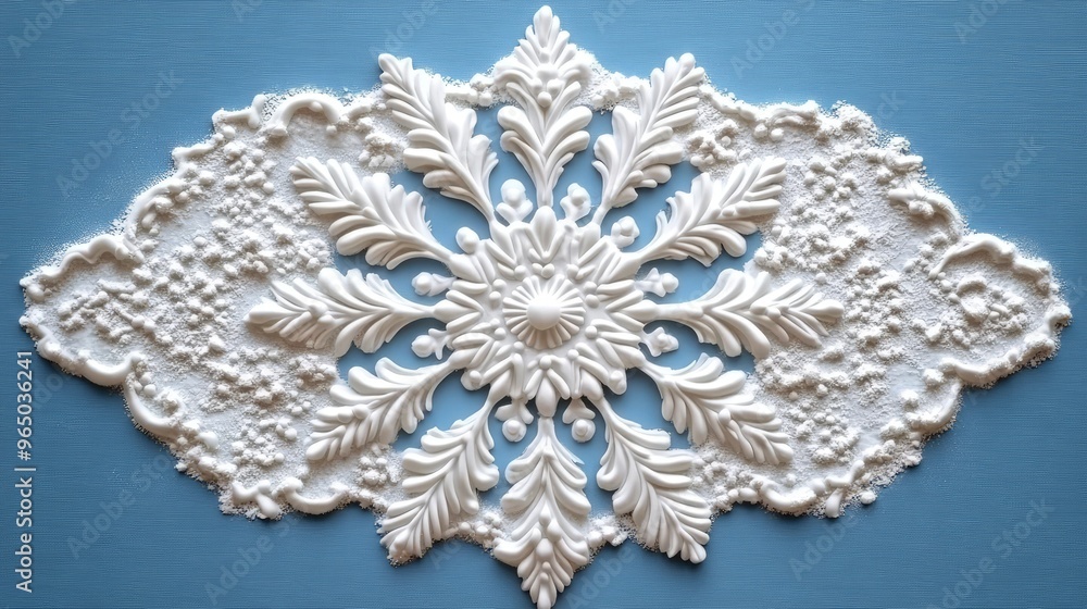 Obraz premium Holiday-themed cookie cutter, shaped like a snowflake, lying on a floured surface, kitchen lighting