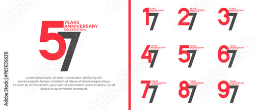 anniversary logo style set with black and red color can be use for celebration moment