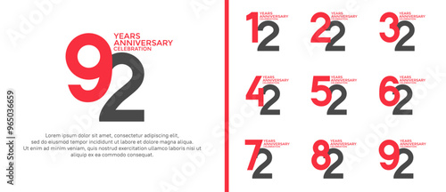 anniversary logo style set with black and red color can be use for celebration moment