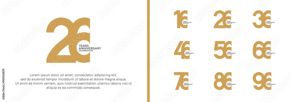 Naklejka premium anniversary logo style set with brown color can be use for celebration moment