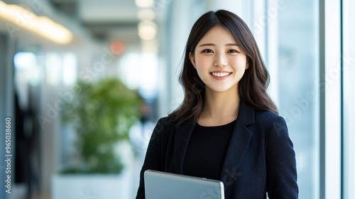 PCを持ったオフィス女性05