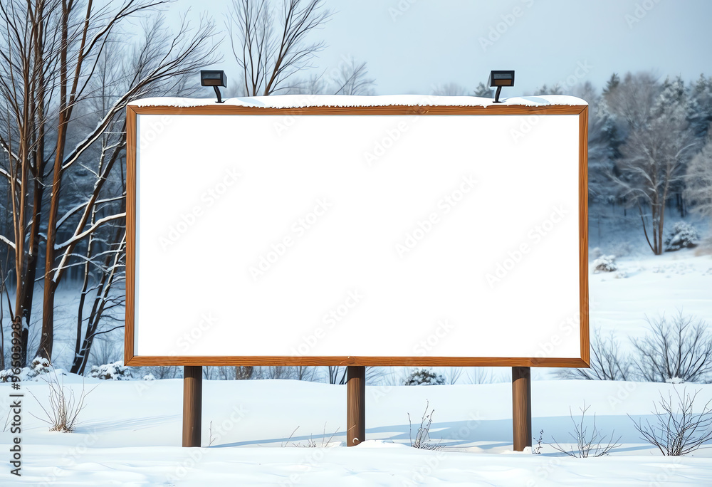 blank sign billboard copy space mockup with winter landscape scene backdrop blank sign billboard copy space mockup with winter landscape scene backdrop