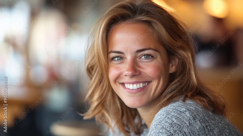 Smiling woman looking at the camera. A friendly and approachable image often used in lifestyle, travel, or fashion content Smiling woman looking at the camera. A friendly and approachable image often used in lifestyle, travel, or fashion content