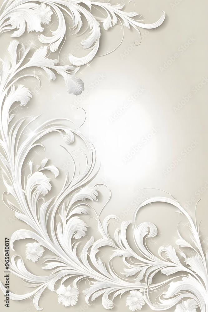 Elegant white background with flowers and vines Elegant white background with flowers and vines