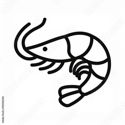 shrimp black icon isolated on white photo