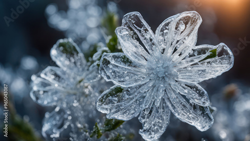 illustration of a realistic cristalez ice flowers photo