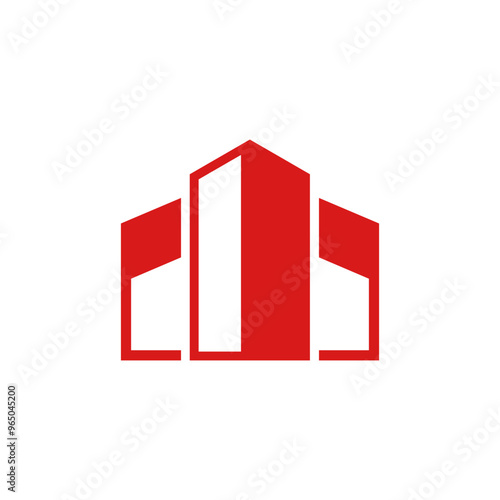 Minimalist building logo with red color