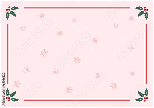 クリスマスフレーム、ヒイラギ背景9の5