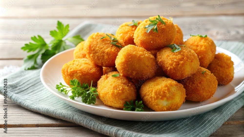 Delicious homemade potato croquettes on a white plate, potato, croquettes, fried, crispy, snack, appetizer Delicious homemade potato croquettes on a white plate, potato, croquettes, fried, crispy, snack, appetizer