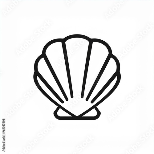 seashell shell black icon isolated on white