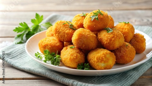 Delicious homemade potato croquettes on a white plate, potato, croquettes, fried, crispy, snack, appetizer