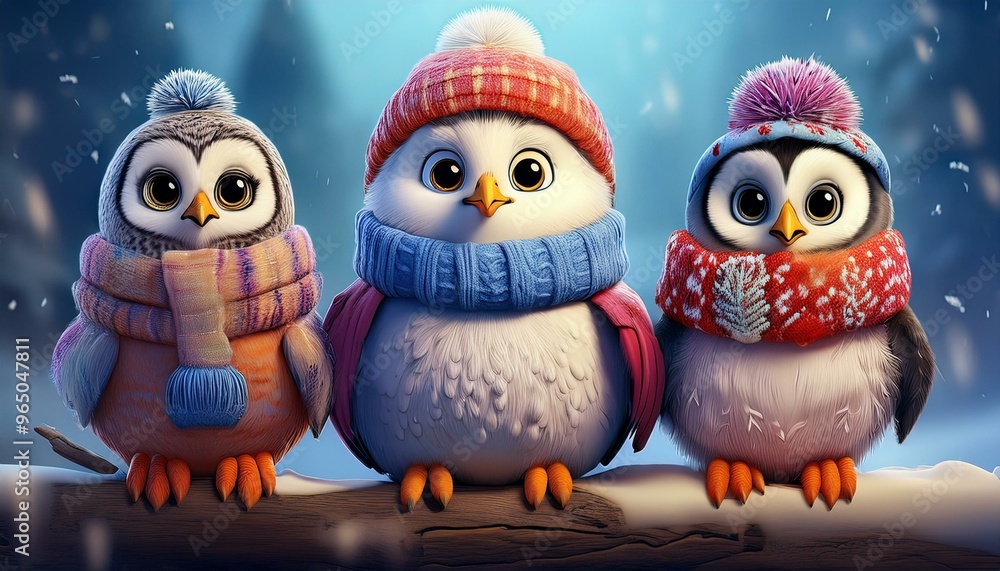 Fototapeta premium Three owls in a row