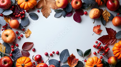 25. A minimalist image with a white background featuring a single Thanksgiving greeting card in the center photo