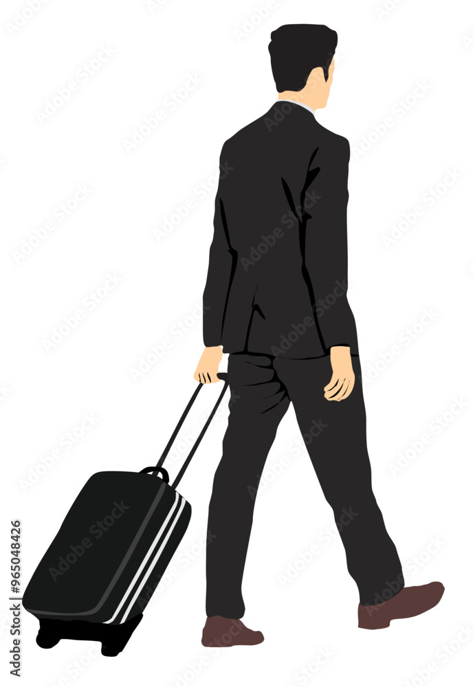 Business man with luggage full isolated Business man with luggage full isolated