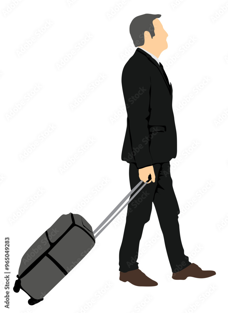 Business man with luggage isolated on white Business man with luggage isolated on white