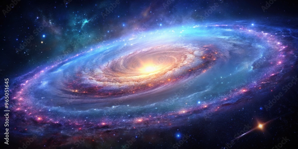 Obraz premium A stunning holographic galaxy with celestial wonders emerging , holographic, galaxy, celestial, otherworldly, amalgamation