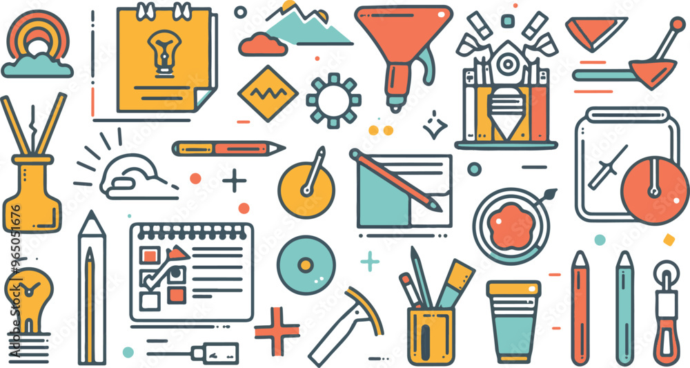 Art, creativity and graphic design related editable stroke outline icons set isolated on white background flat vector illustration Art, creativity and graphic design related editable stroke outline icons set isolated on white background flat vector illustration