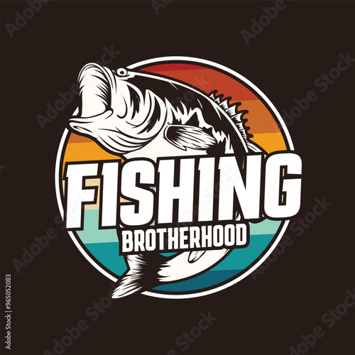 Fishing brotherhood logo with bass drawing