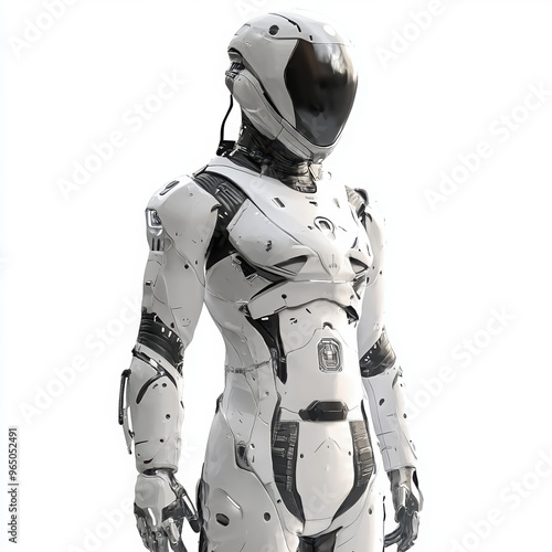 robot futuristic technology armor cyborg sci-fi humanoid white suit artificial intelligence robotic design android robotic armor digital art character design