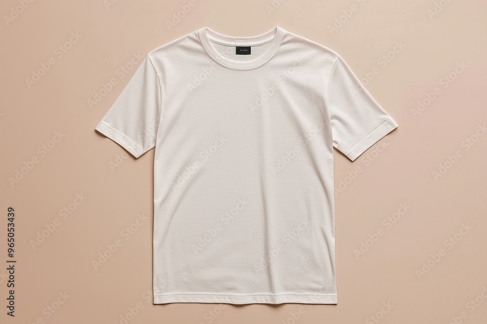 Simple Tshirt Flatlay mockup in beige background created with generative AI Simple Tshirt Flatlay mockup in beige background created with generative AI