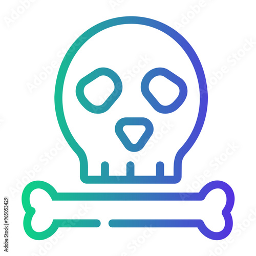 skull Line Gradient Icon